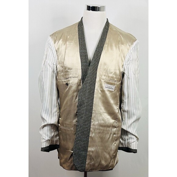 AKA Eddie Bauer 42L Sport Coat 100% Wool Gold Houndstooth Two Button Vented - Picture 7 of 8
